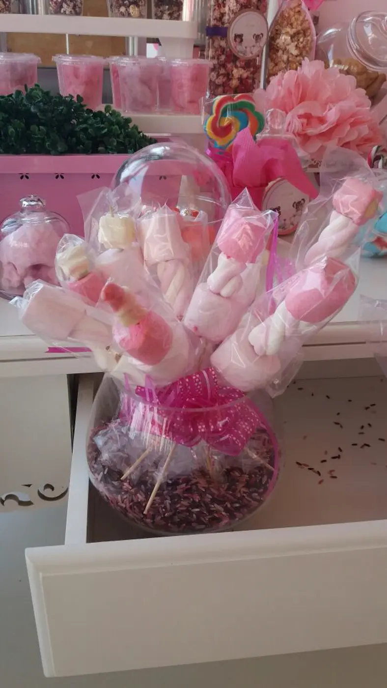 Ramo de marshmallows cor-de-rosa